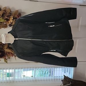 Gioshon black vegan leather short jacket motorcycle biker bomber coat XXL New…